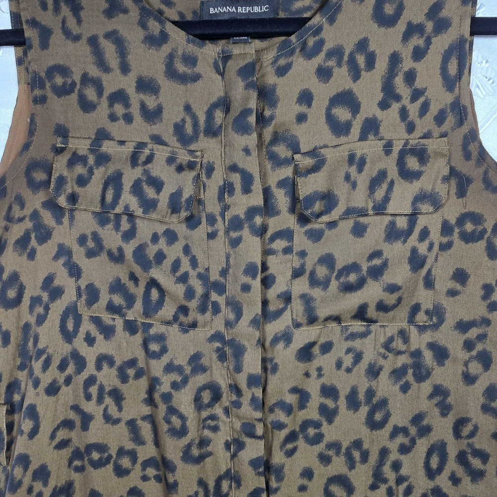 Banana Republic Dress Woman Small Midi Leopard Print Sleeveless Button Front - Picture 5 of 9